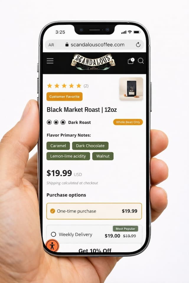 E-commerce product page on mobile